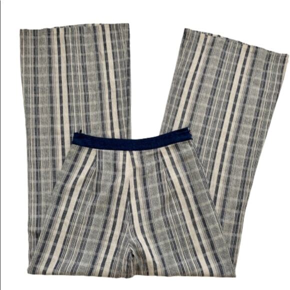 Flying Tomato Pants Wide Leg Blue Taupe Striped High Waisted Palazzo Small NWT - Picture 5 of 12